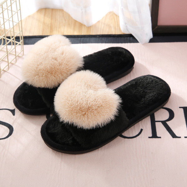 Plush Slippers with Plush Heart for Women