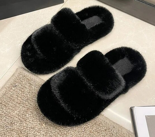 Faux-Fur Fluffy Slippers for Women