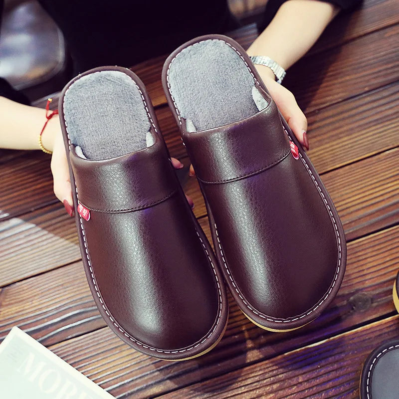 Leather Slide Slippers for Men