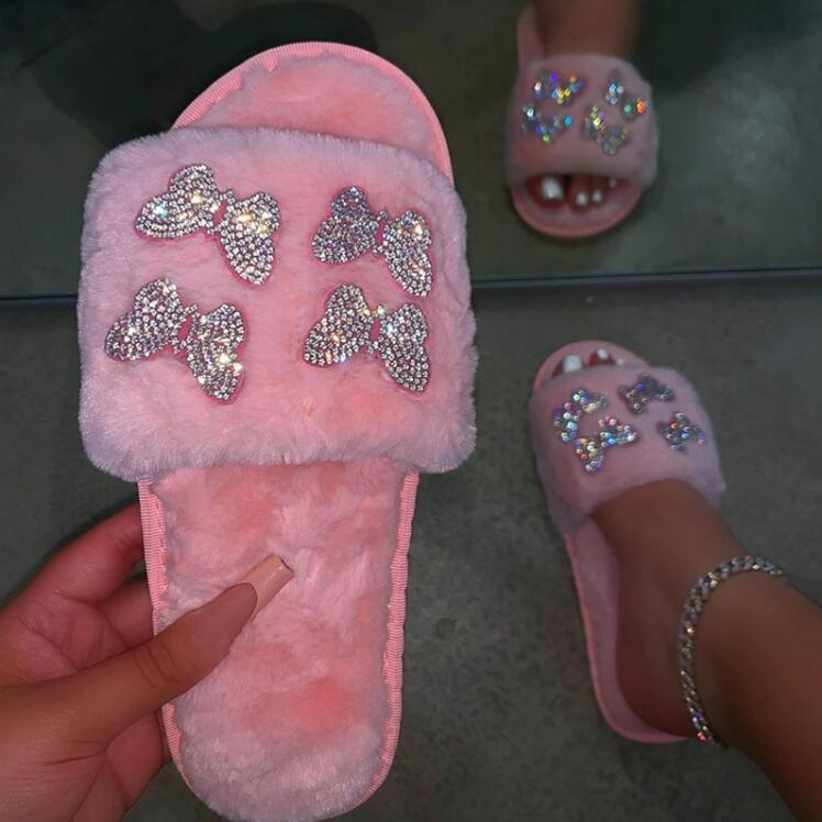 Rhinestone Butterfly Slippers for Women - Slippers Galore
