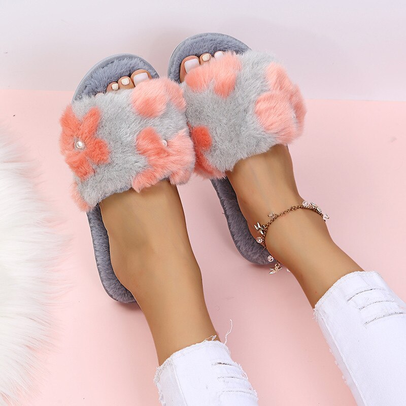 Women's Fashion Slippers with Flowers - Slippers Galore