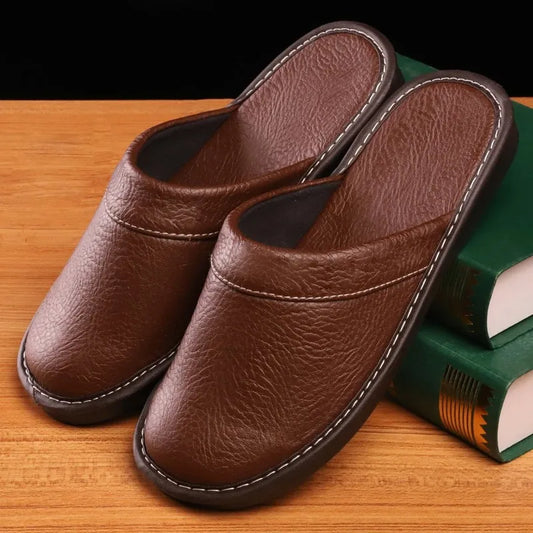 Leather Slide Slippers for Men