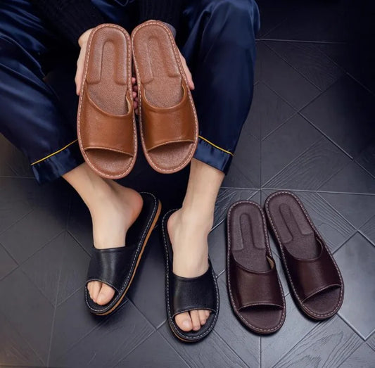 Leather Slipper Slides for Women