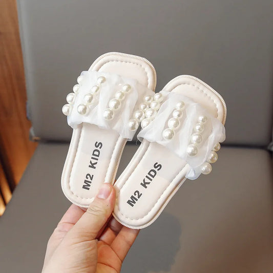 Fashion Slippers with Pearls for Girls