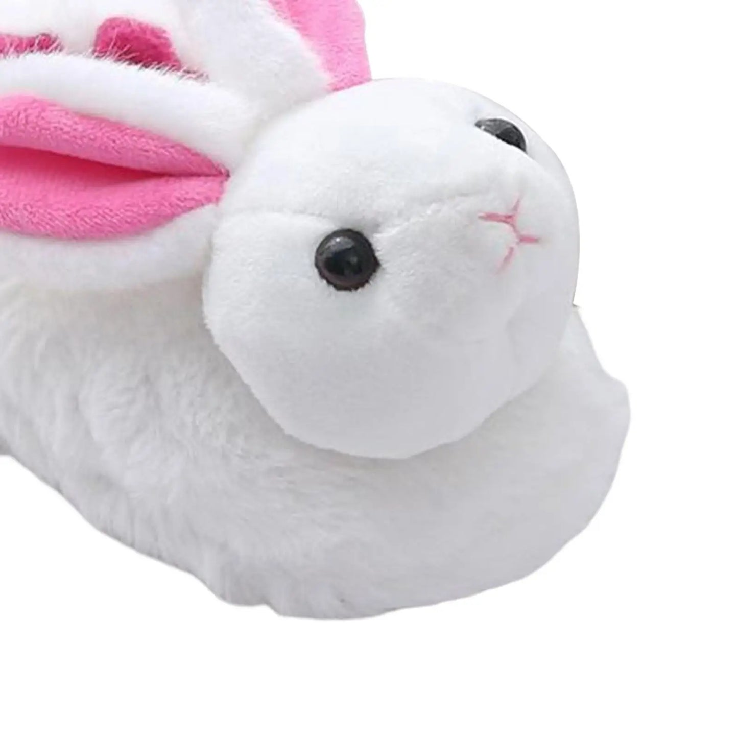 White Rabbit Slippers with Pink Ears for Girls