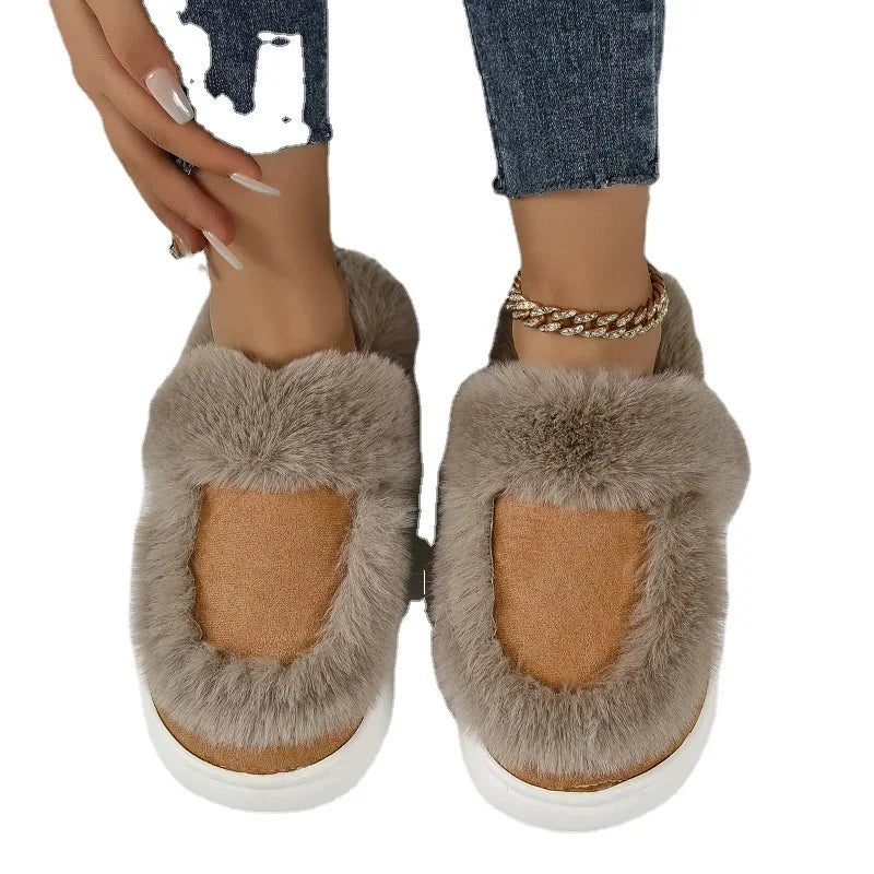 Fur Trim Slippers for Women