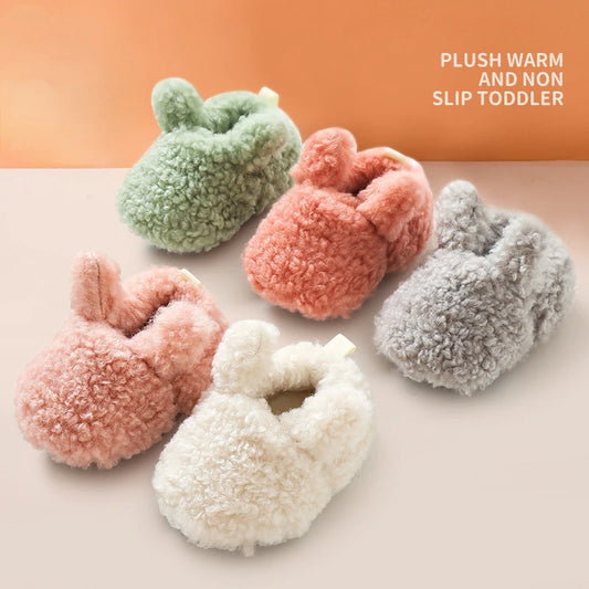 Fuzzy Rabbit Ear Slippers for Toddlers