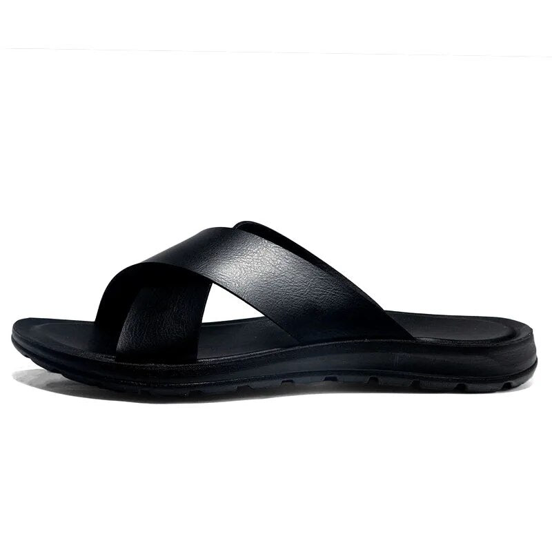 CrissCross Leather Slippers for Men
