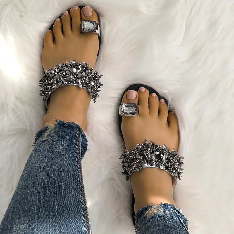 Women's Slipper Slides with Crystals