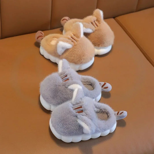 Plush Animal Slippers with Ears for Girls