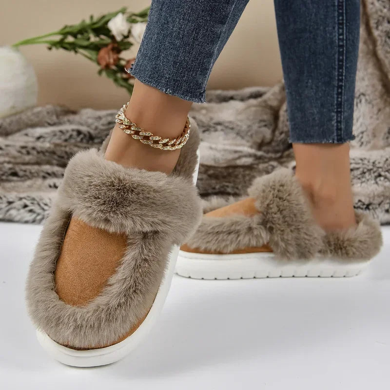 Fur Trim Slippers for Women