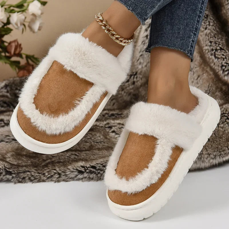 Fur Trim Slippers for Women