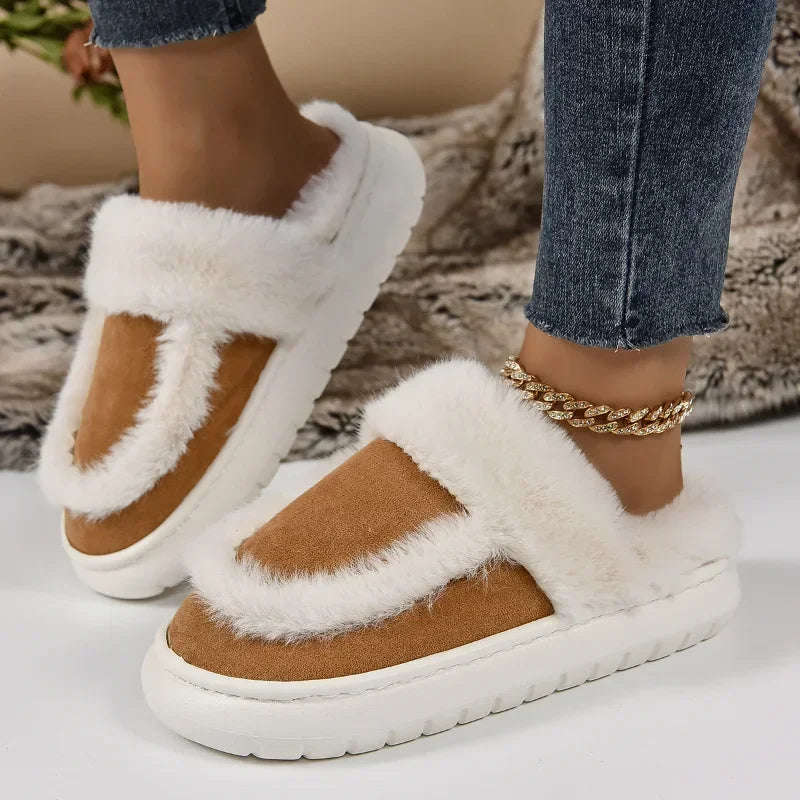 Fur Trim Slippers for Women