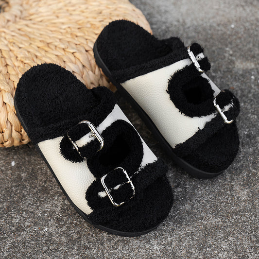 Women's Slide Slippers with Side Buckles