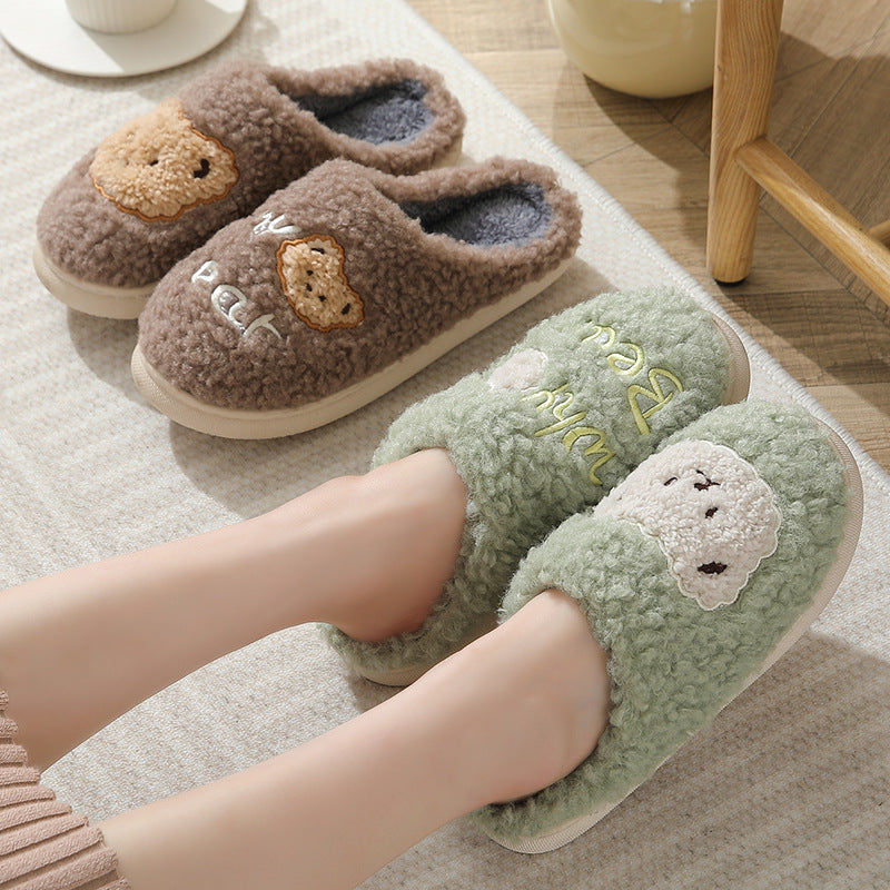Fuzzy Bear Slippers for Women