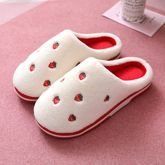 Plush Slippers with Fruit for Women
