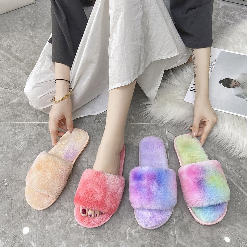 Multi-Color Plush Slippers for Women - Slippers Galore