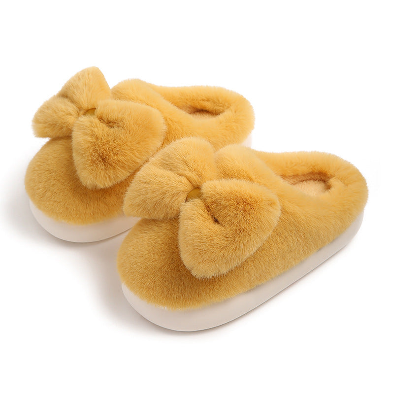 Bow-Tie Plush Slippers for Women