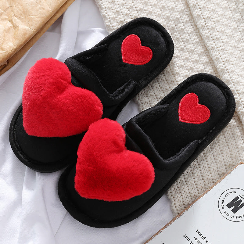 Puffy Heart Fluffy Slippers for Women