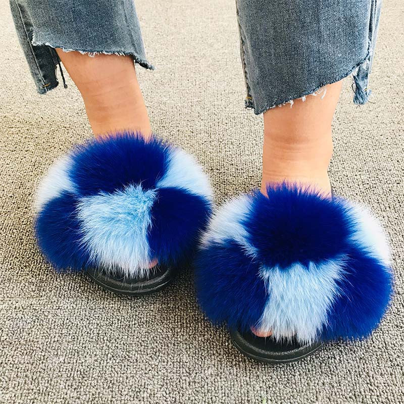 Fox Fur Slippers for Women