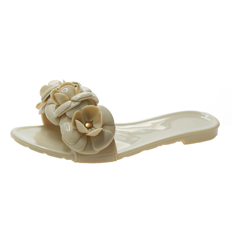 Jelly Slippers with Flowers for Women
