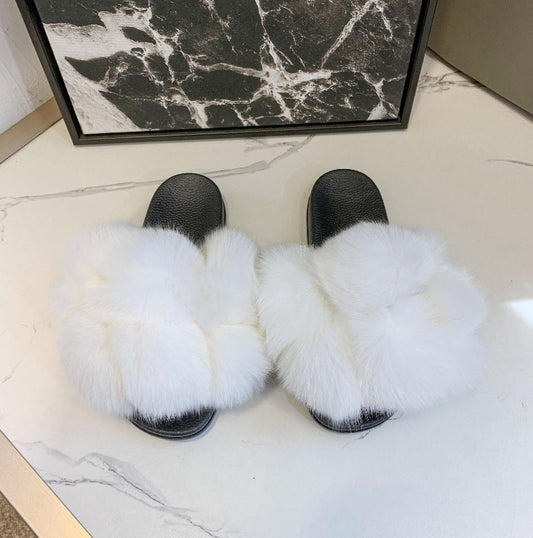 Colorful Faux-Fur Fluffy Slippers for Women