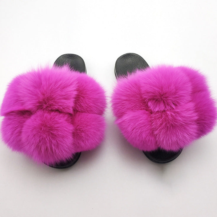 Colorful Faux-Fur Fluffy Slippers for Women