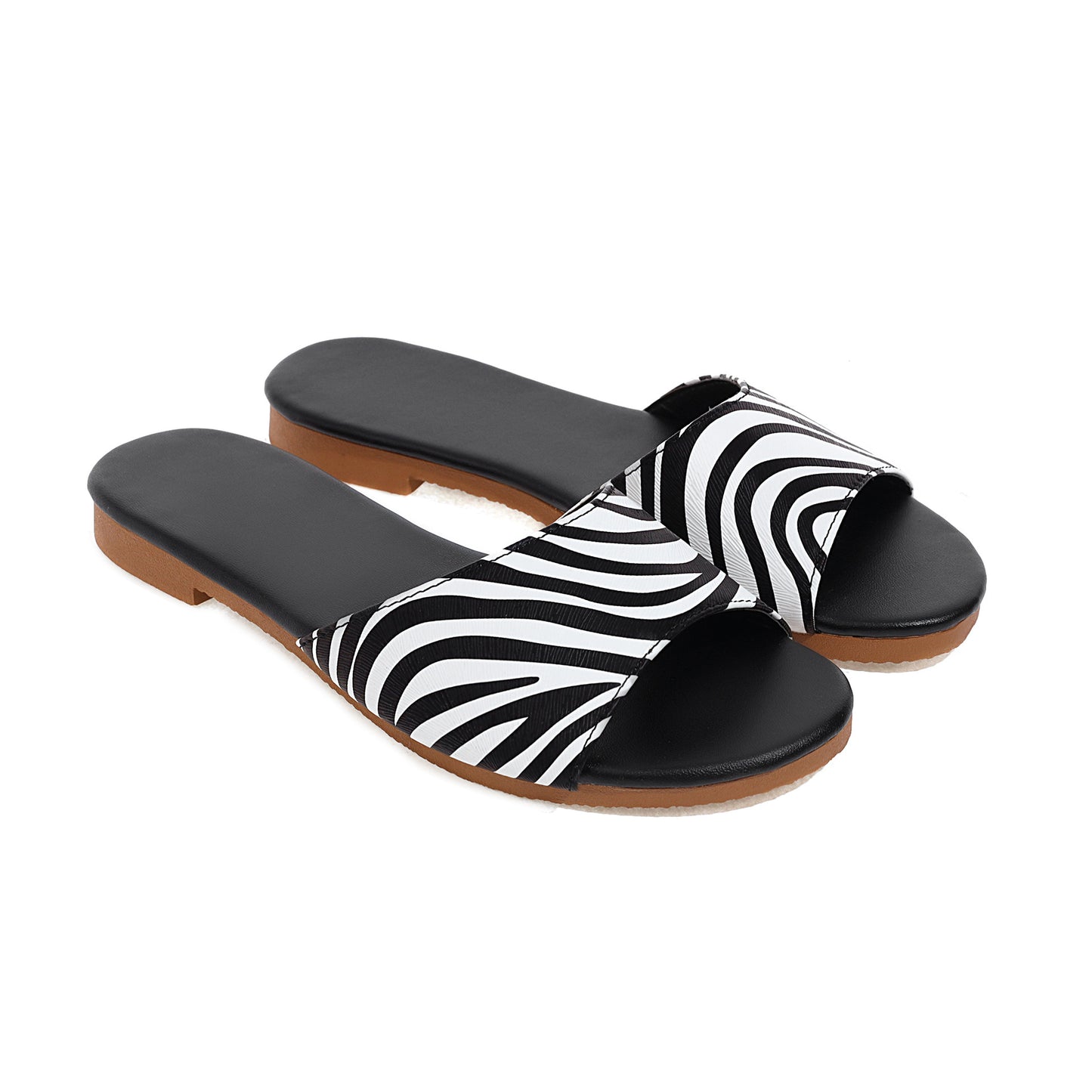 Round-Toe Zebra Style Outdoor Slippers for Women