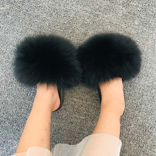 Fluffy Faux-Fur Slippers for Women