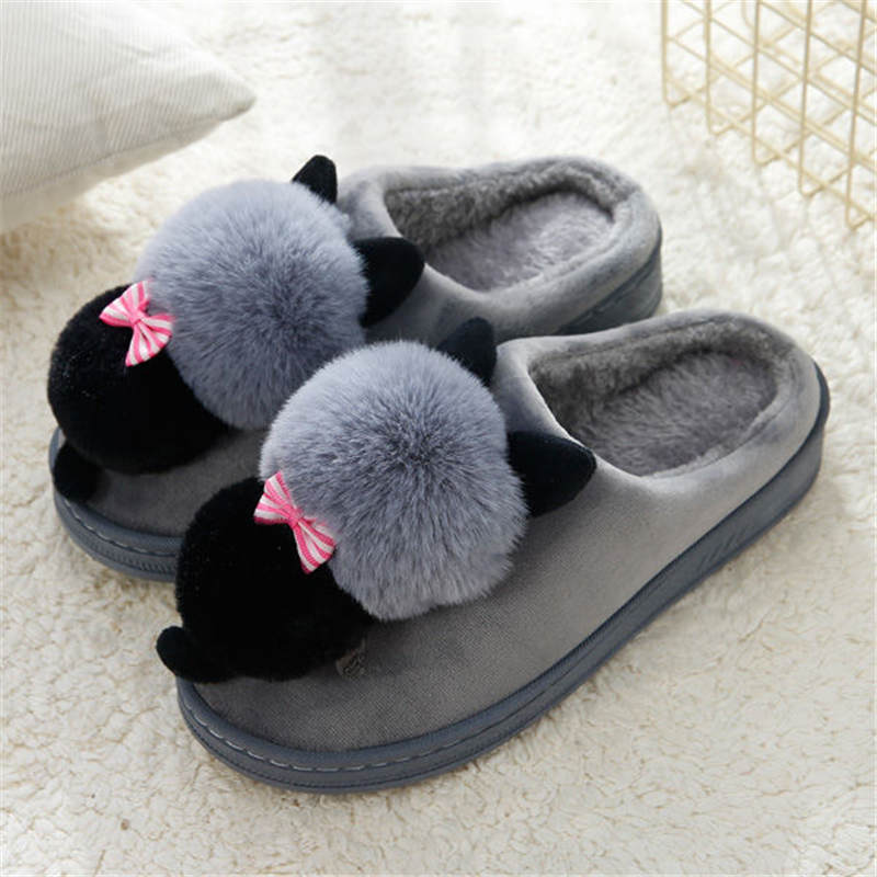 Plush Kitten Slippers for Women