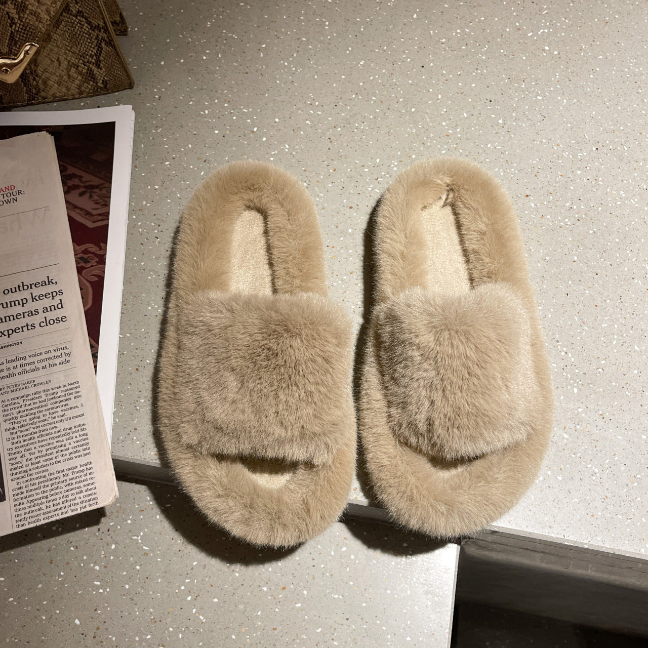 Thick Faux-Fur Slippers for Women