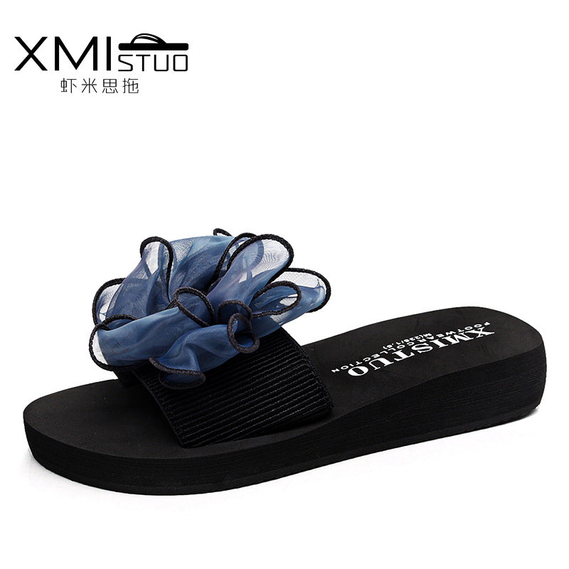 Summer Slipper Slides with Silky Bow for Women