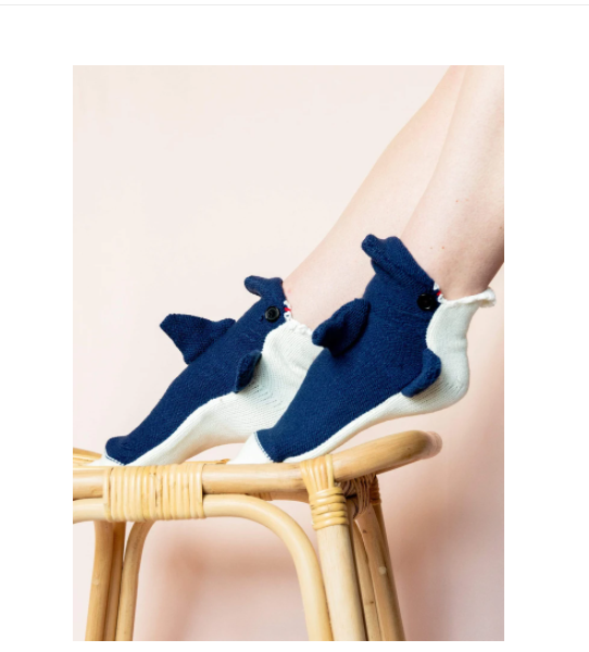 Shark Bite Wool Knitted Indoor Slippers Socks for Women