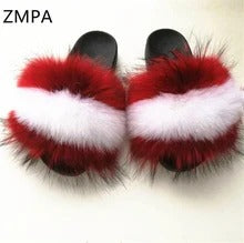 Faux-Fox Fur Slippers for Women
