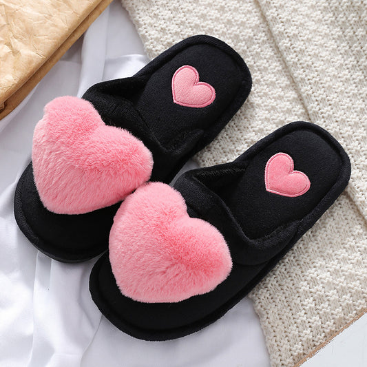 Puffy Heart Fluffy Slippers for Women