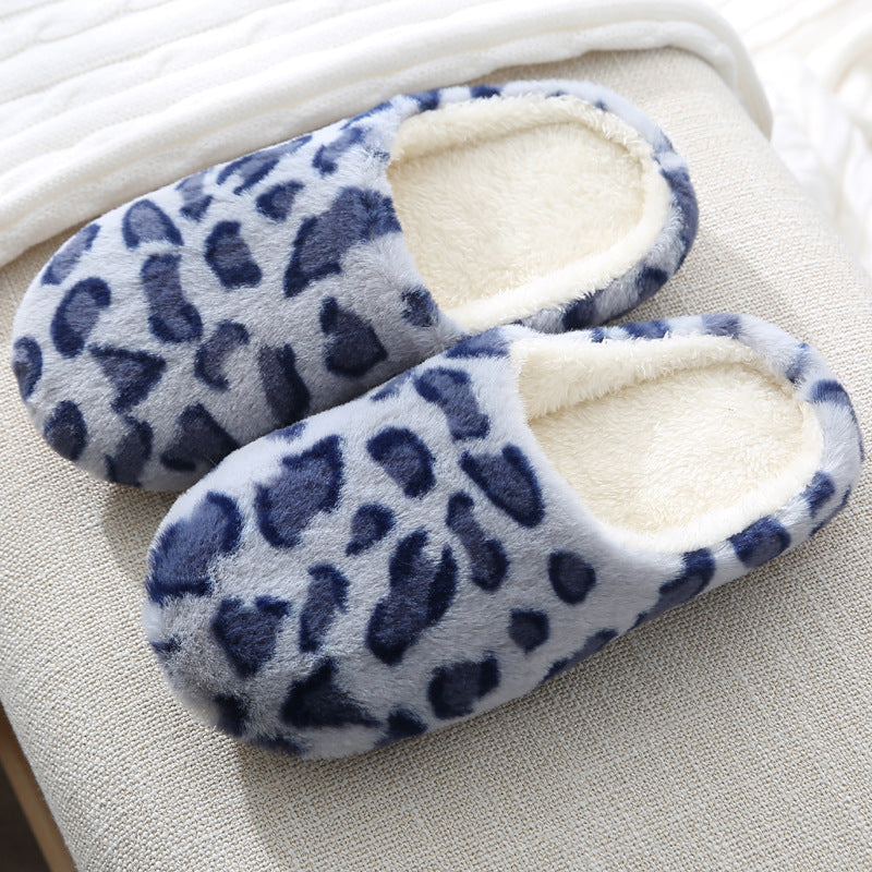 Warm Plush Cheetah Slippers for Women