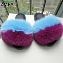 Women's Faux-Fox Fur Slippers