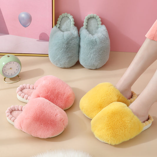 Pastel Colored Plush Slippers for Women