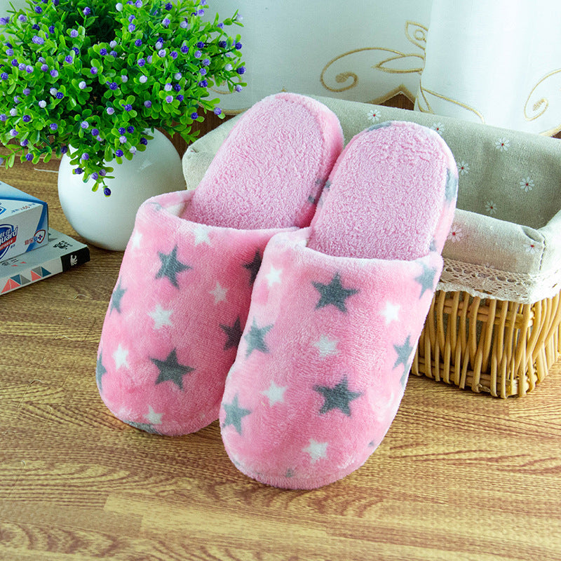 Plush Slippers for Women with Stars or Hearts