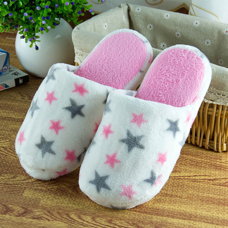 Plush Slippers for Women with Stars or Hearts