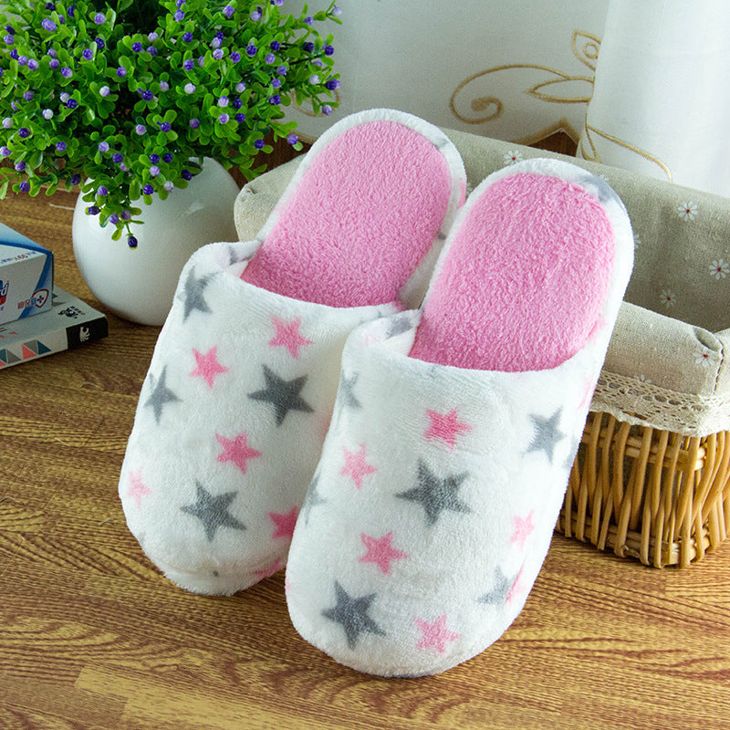 Plush Slippers for Women with Stars or Hearts