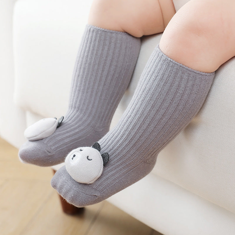 Non-Slip Cotton Socks with 3-D Characters for Toddlers