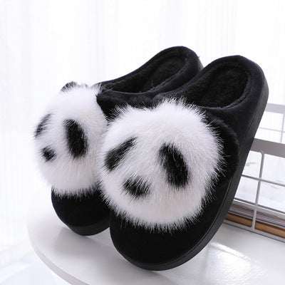 Plush Panda Cotton Slippers for Women