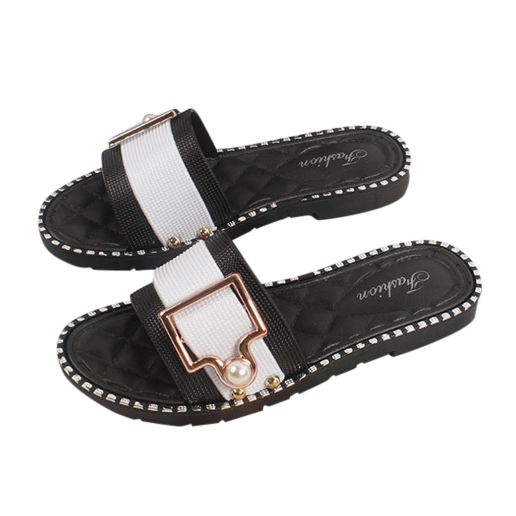 Slide Slippers with a Pearl for Women