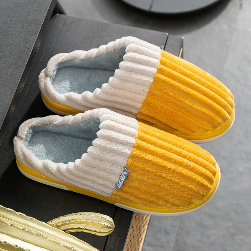 Cotton Plush Slippers with Ridges for Women