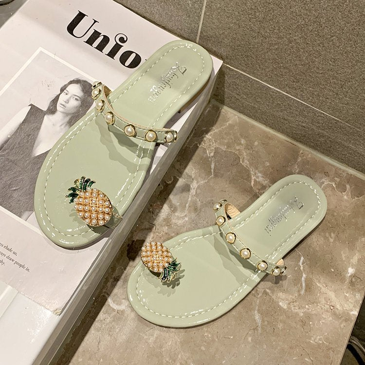 Pineapple and Pearl Summer Slippers for Women