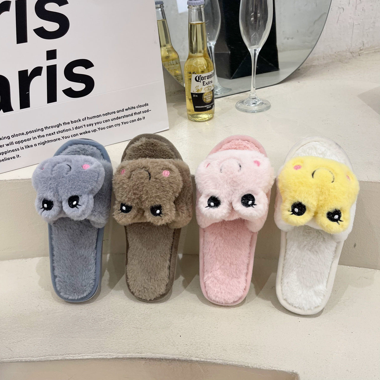 Plush Character Slippers for Women