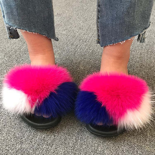 Fox Fur Slippers for Women