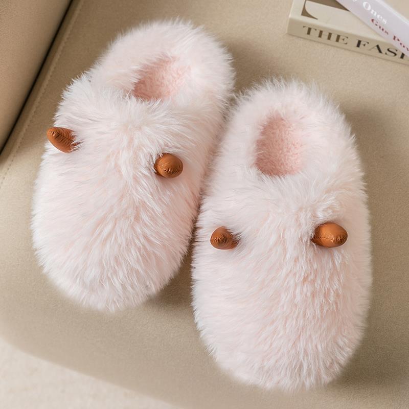 Plush Slippers with 3D Ears for Women
