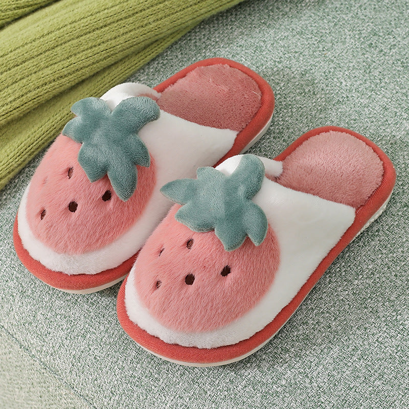 Strawberry Plush Slippers for Children